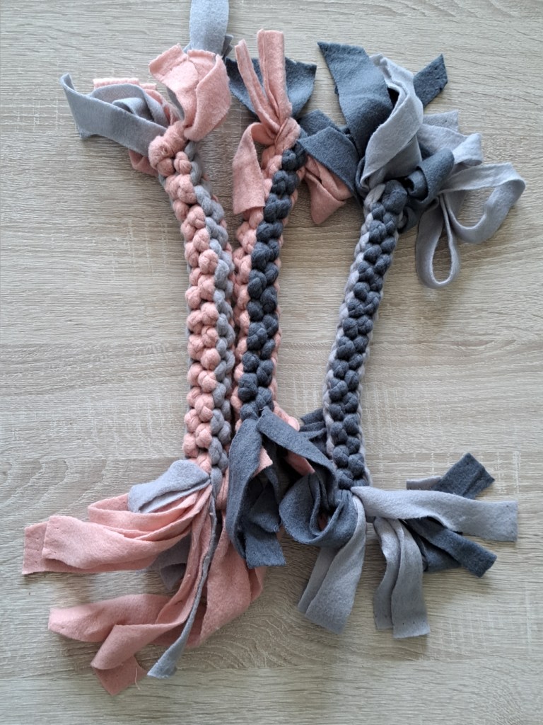 Fleece tug dog toys 
