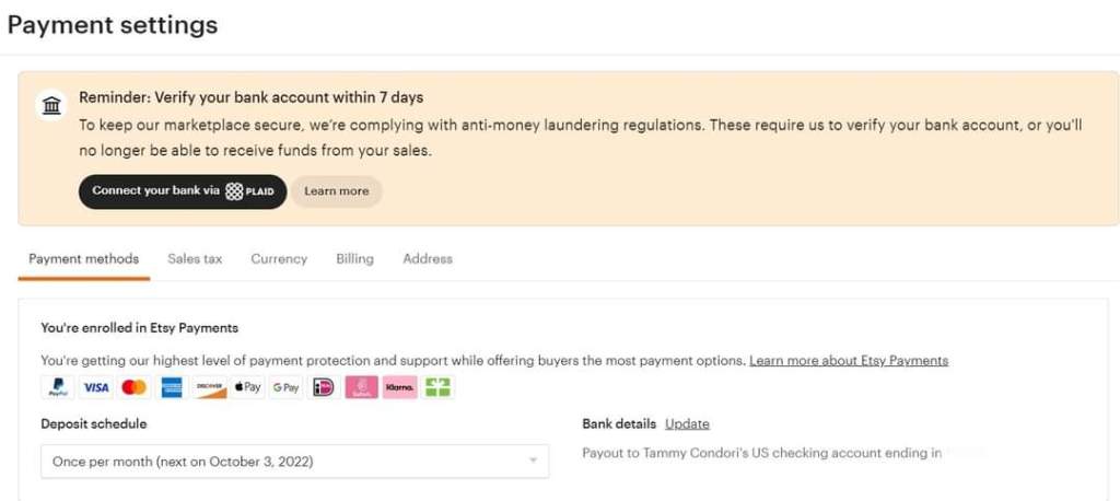 Etsy Verification With Plaid